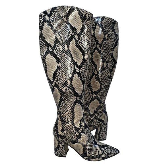 Like new Marc Fisher Snakeskin Print Faux Leather Boots Size 7 - Picture 3 of 10